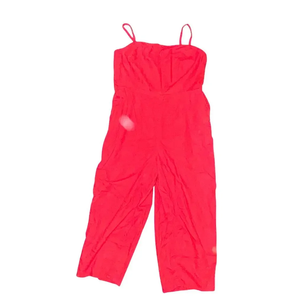 Old Navy Sleeveless Cami Jumpsuit Women's Size XL Tomato Juice Red Linen Blend